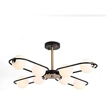 Demeanor LED Chandeliers, 8 Light Chandelier Elegant Pendant Light with White Glass Globes Classic V-intage Ceiling Light Fixtures Compatible with Kitchen Living Room Dining Room Bedroom