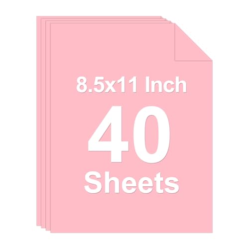 40 Sheets Colored Cardstock 8.5 x 11 Construction Paper Pink Card Stock Paper Cardstock Printer Paper for Halloween Mothers Day Christmas Wedding Invitations DIY Cards Photo Art and Crafts