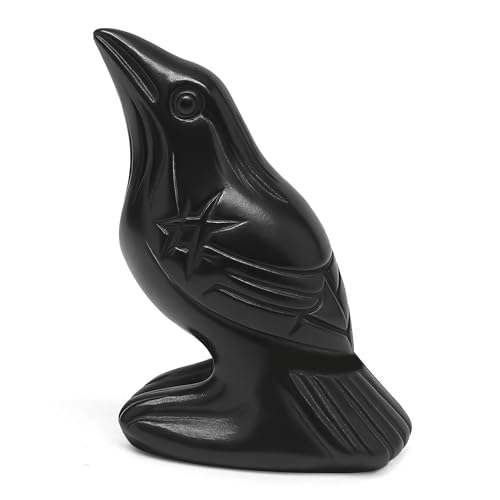 Raven Statue Natural Stone, Crow...