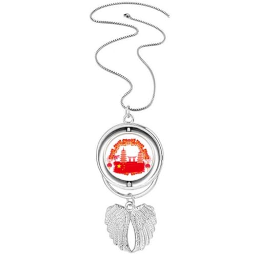 Collier tour de Chine et ailes d'ange en pendentif argenté