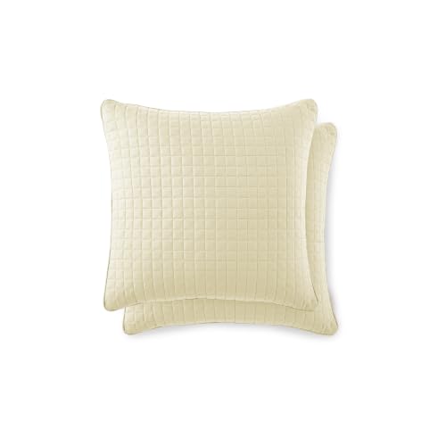 Southshore Fine Living Quilted Euro Pillow Shams 22x22 Inch Set of 2 Cream