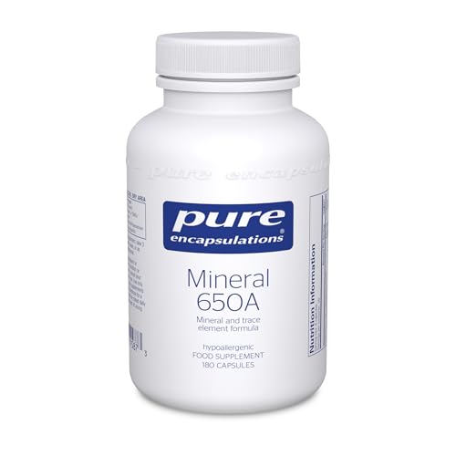 Pure Encapsulations Mineral 650A - with Calcium, Magnesium, Iron, Iodine, Selenium & Zinc - Hypoallergenic Mineral and Trace Element Formula - 180 Capsules