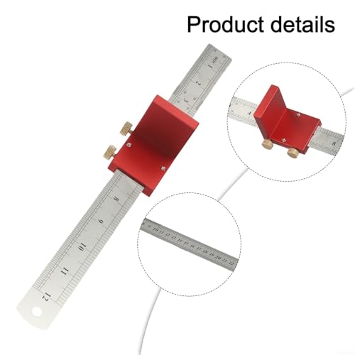 Zilimontt 30cm/12 Inch Scribing Ruler Adjustable 90 Degrees Measuring Tool with Sliding Stop for Woodworking, Metalworking and DIY Projects(red) - Image 2