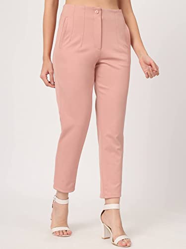 Image of BEATNIK Poly Knit Fitted Beige Womens Trousers