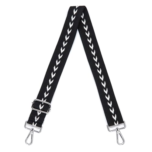 Image of S&loyoe Silver bucklePurse Straps Replacement Crossbody Bag Strap Adjustable Wide Guitar Straps for Handbags 1.5inch (Leaf black silver)