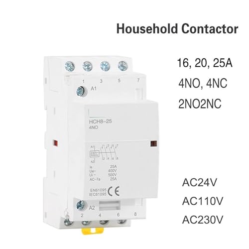 Contacteur modulaire 4P 25A DC24V type rail Din HCH8-25 pour tableau électrique