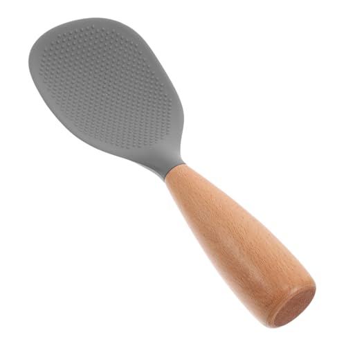 GRIRIW Silicone Rice Paddle Spoon with Handle Nonstick Heat Resistant Rice Spatula Space Saving Upright Design for Effortless Serving