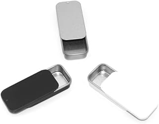 HLLMX 3 PCS Mini Metal Tin Box Containers Metal Slide Top Tin Containers Rectangular Empty Hinged Tins Box Containers 3.15 by 1.34 by 0.4 Inch for Candies Jewelry Crafts Pills Survival Kit