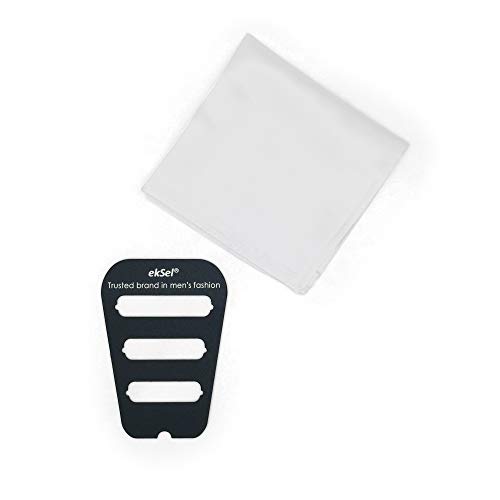 ekSel Pocket Square Holder set for men suits with plain white pocket square handkerchief