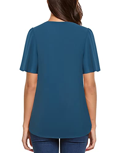 Unixseque Women Blouses For Work Office,Chiffon Tunic Tops For Women Summer Ladies Business Attire Dress Shirts Womens Blouses And Tops Dressy Flowy V Neck Professional Tops Plus Size Sheer Maternity #TOP3