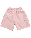 [Bee] ビー カーゴハーフパンツ ガールズ 女の子 男の子 キッズ ウエストゴム ポケット 無地 シンプル 春 夏 秋 baa03338 150cm ピンク×カーゴ