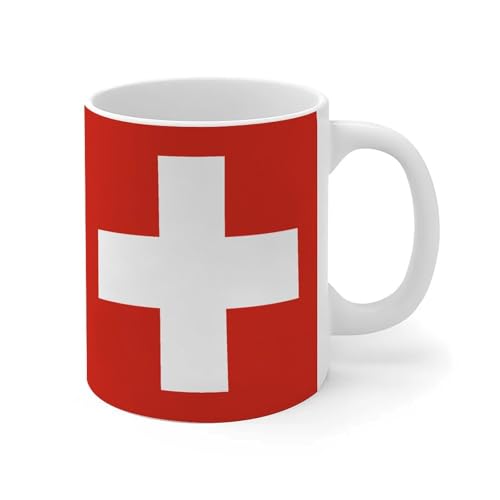Wodevor Tasses à café amusantes en céramique avec drapeau national de la Suisse, cadeaux nautiques, cadeaux de motivation pour papa, adultes, grand-père, papa, 325 ml, blanc