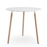 Mesa de Comedor: La esquina lisa de la mesa blanca para protegerte a ti y a los niños de colisiones. Parte inferior con almohadillas antideslizantes para evitar que se raye el piso, y también se pueden ajustar para encajar en el suelo irregular.