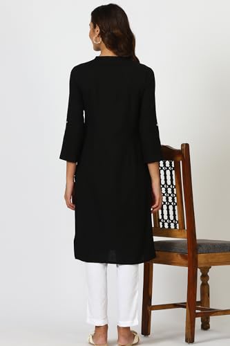 Image of W for Woman Lilac Mandarin Collar Cotton Blend Straight Kurta