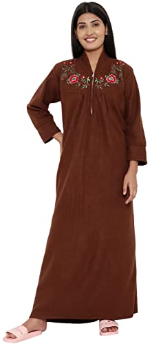 Image of Women's Woolen Solid Maxi Nighty