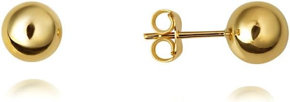 Ball Stud Stud Earrings Real Solid 14K Yellow Gold