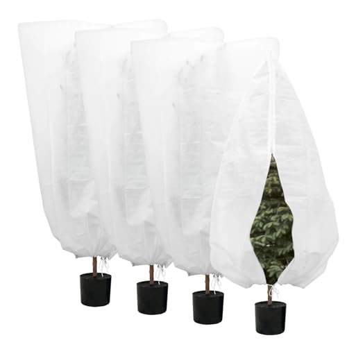 Gudotra Lot de 4 Voile Hivernage Plante Extérieur 80 x 120 cm Housse de Protection pour Plante avec...