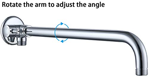 All Metal Wall-mount Diverter with Rainfall Shower Extension Arm and Shower Flange, 14 Inches Away from The Wall Perfect for Handheld Shower Head and Rainfall Shower Head (14\", Chrome)