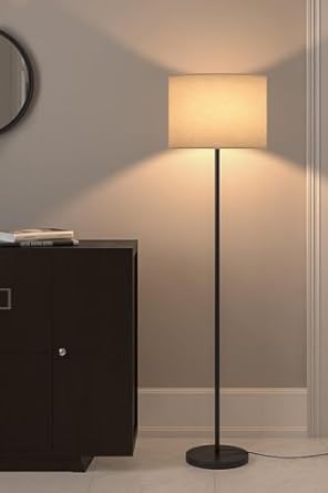 Floor Lamp Standing Modern Black 5ft Height Beige Lamp Shade Floor lamp for Living Room Corner, Home, Hotel