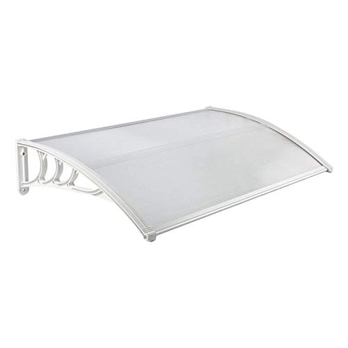 LZQ Marquesina para Puertas y Ventanas Tejadillo de Protección Toldo Cubierta de Policarbonato en Jardín al Aire Libre Dosel de Techo, Soporte Blanco 150 x 100cm