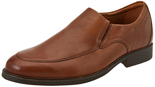 Clarks Men's Whiddon Step Loafer, Dark Tan Lea, 9