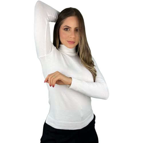 Blusa De Frio Cacharrel Feminina Gola Alta Trico Manga Longa