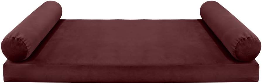 Prolinemax Style V5 Twin-XL Size Knife Edge Velvet Indoor Daybed Mattress Bolster Pillow Complete Set AD368