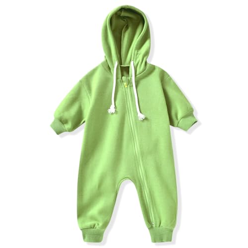 Image of Unutiylo Unisex Baby Boys Girls Long Sleeve Infant Baby Zipper Hooded Jumpsuits Romper Loose Outfit Clothes