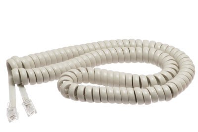 Northern Telecom Ash Coiled Telephone Handset Cord - 12 Foot Standard Length - 1.5 Inch Flat Leader - Heavy Duty - Universal - GUARANTEED for life - Coiled Telephone Handset Cord 12 FT