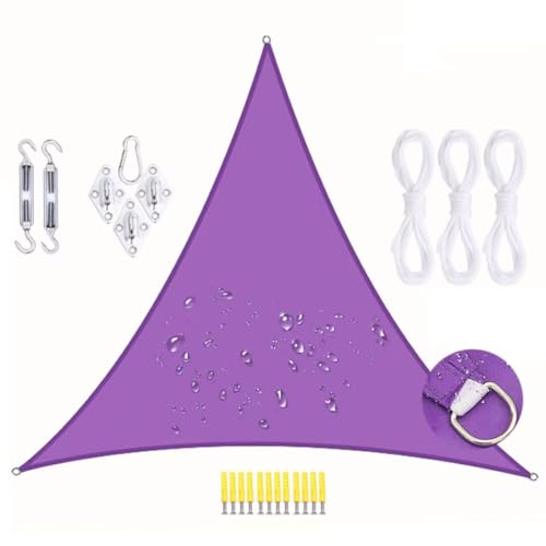 RETYOVE Sun Shade Sail,Triangle Waterproof Sun Shade Sail Canopy with Fixing Kit,UV Block Garden Sunscreen Awning Canopy for Patio Party Purple 5x5x5m