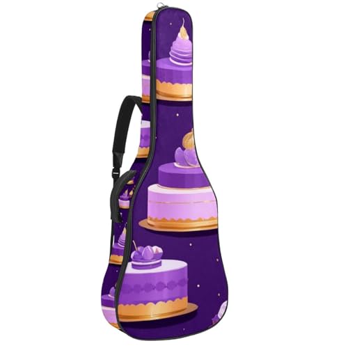 Housse guitare acoustique 41 pouces imperméable et rembourrée motif dessert violet
