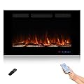 36" WiFi Smart Recessed Electric Fireplace Insert, 5 Flame Settings, Log Set or Crystal Options, Temperature Control by Touch Panel & Remote & App, 750/ 1500W Heater, Work with Alexa