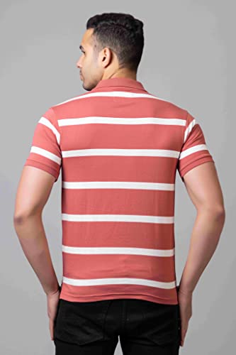Image of PRORIDERS Half Sleeve Cotton Blend Fabric Collared Regular Fit Men's Polo Striper Tshirt with Pocket for Casual wear