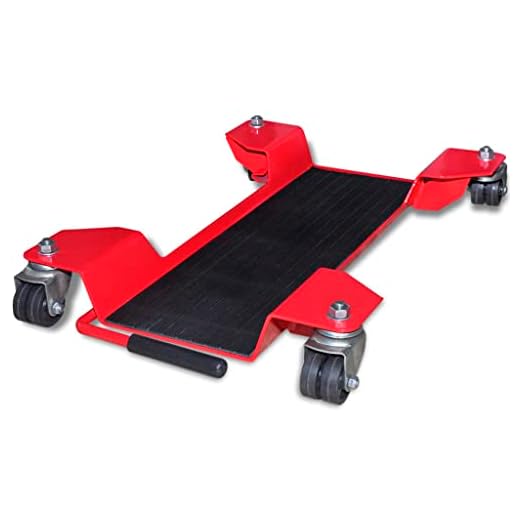vidaXL Plataforma con Ruedas para Motocicleta Acero Rojo Dolly Soporte Rodante