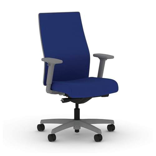 Image of HON Ignition 2.0 Mid‑Back Ergonomic Office Chair, Mesh Task Seating with Lumbar Support, Advanced Synchro‑Tilt, Height and Width Adjustable Arms, Titanium Frame, Cobalt