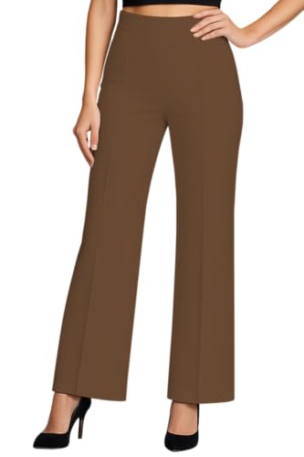 Image of SWADESI STUFF Women's High Waisted Bell Bottom Pants | Retro Wide Leg Trousers | Stretchy Flared Palazzo Pants for Office, Casual Wear & Party