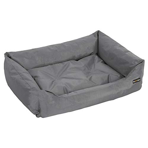 FEANDREA Hundebett, XXL Hundekorb, gemütliches Hundesofa, Haustierbett, Hundematte, im Schlafzimmer, Wohnzimmer und Flur, einfache Reinigung, rutschfest, 100 x 70 x 28 cm, grau PGW28G