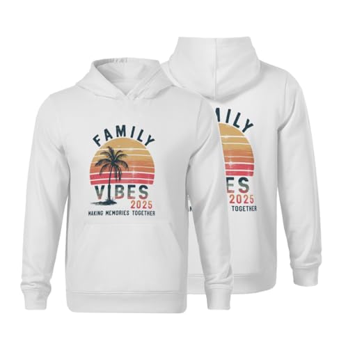 Kids Family 2025 Vibes Family Reunion Vacation Making Memories Boys Girls Lightweight Kangaroo Pocket Fleece Hoodies