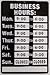 Business Hours Sign for Glass Door, Hours of Operation, Store Hours for Retail Shop, Salon, Boutique, Office, Vendor, 8
