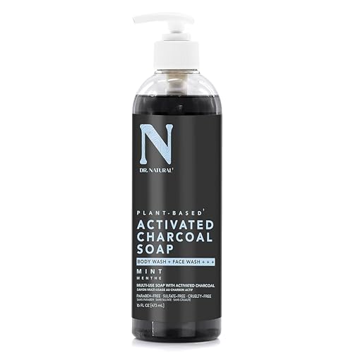 Dr. Natural Activated Charcoal Liquid Soap - Anti Acne and Blemishes - Deep Cleansing Body Wash - Gentle Body Soap for Clear Skin - Lavender - 32 oz