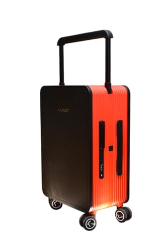 Image of Dual Tone Trolley Bag Medium -Premium Plus | Polycarbonate Hardshell Luggage with TSA Lock | 360 Spinner Wheels & Wide Telescopic Handle |Tough Bag (Black and Red, 24)
