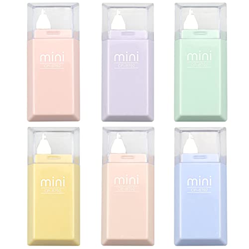 Honatrv 6 Stk Korrekturroller Mini Süß, Mini Korrekturband, Korrekturmaus Süß, Correction Tape Cute für Schule Hause Büro, Aesthetic School Stuff(5m x 5mm) Cover