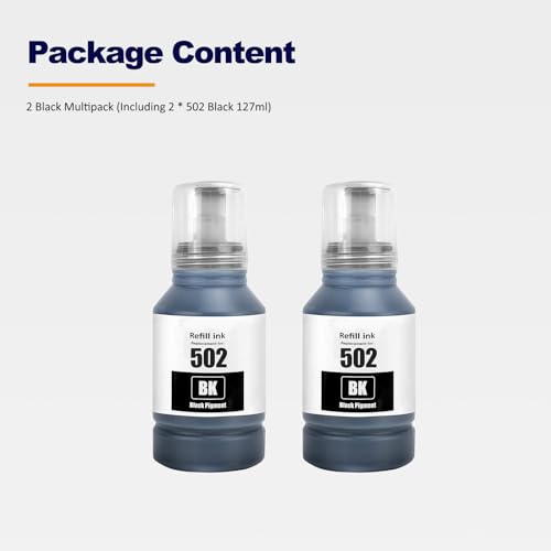 LAIPENG Garrafas de refil de tinta 502 T502 compatíveis com EcoTank ET2700 ET2750 ET2760 ET-2850 ET3