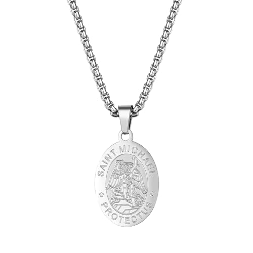 Collier Saint Christophe et médaille Saint Michel : amulette catholique pour homme