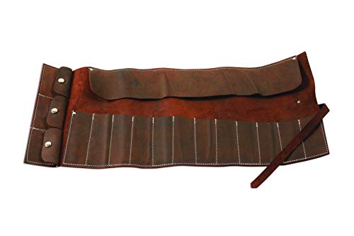 Gunson 77168 Leather Tool Roll Antique Finish 15 Pockets