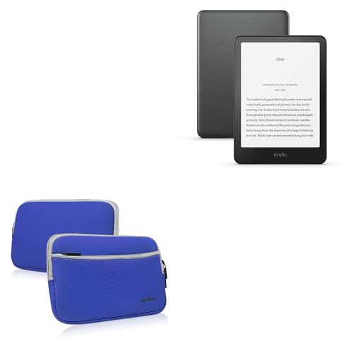 BoxWave Case Compatible with Amazon Kindle Paperwhite 12th Gen (7 in) - SoftSuit with Pocket, Soft Pouch Neoprene Cover Sleeve Zipper Pocket - Super Blue
