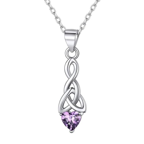 ChicSilver Bow and Cat Birthstone Necklace, 925 Sterling Silver Pendant Necklaces for Women, Hypoallergenic Silver Choker with 16 inch Rolo Chain, 12 Months Jewelry for Valentines Mothers Da