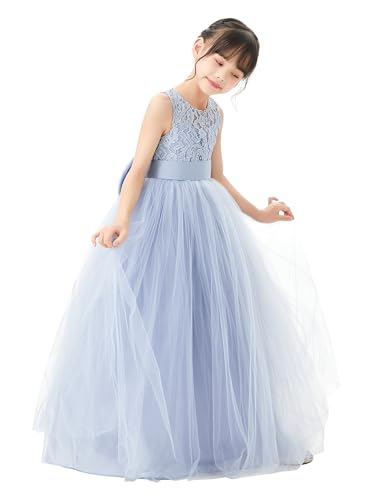 Illusion Lace Flower Girl Dresses for Pageant Occasions Junior Bridesmaid 3314