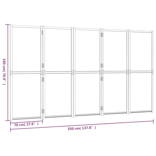 vidaXL Raumteiler 5-TLG. Trennwand Stellwand Paravent Spanische Wand Sichtschutz Umkleide Faltwand Raumtrenner Holz Schwarz 350x180 cm