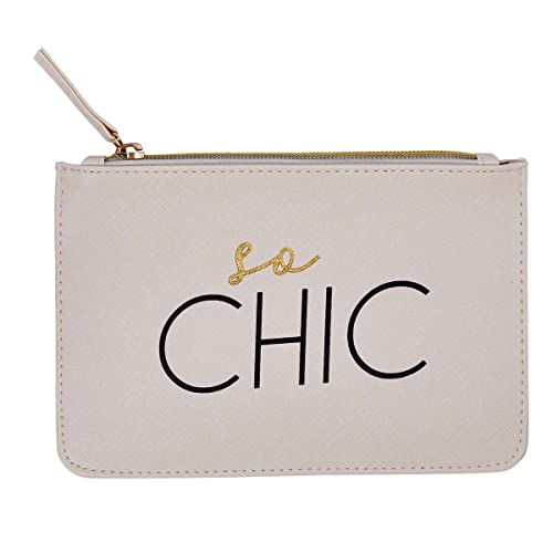 DRAEGER Paris - Petite Pochette à Zip So Chic - 20 x 13 cm - Crème - Pochette de Rangement, Trousse de Maquillage, Accessoire de beauté, Format Voyage, Idée Cadeau pour Femme